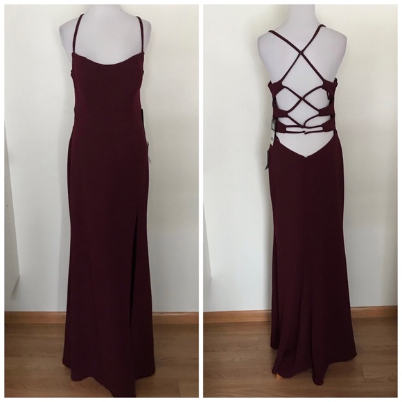NWT La Femme Cross Back Jersey Maxi Gown - Picture 3 of 3